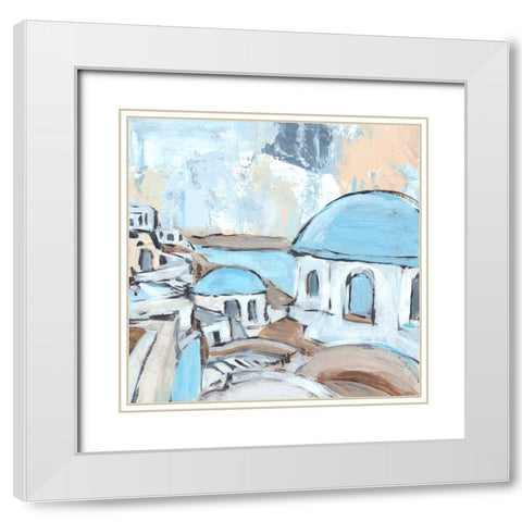 Santorini Rooftops I White Modern Wood Framed Art Print with Double Matting by Warren, Annie