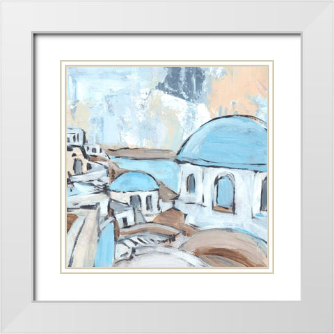 Santorini Rooftops I White Modern Wood Framed Art Print with Double Matting by Warren, Annie