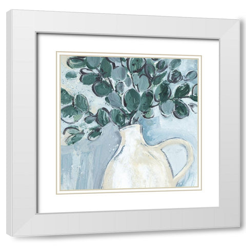 Porcelain Sprig I White Modern Wood Framed Art Print with Double Matting by Warren, Annie