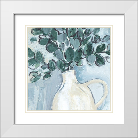 Porcelain Sprig I White Modern Wood Framed Art Print with Double Matting by Warren, Annie