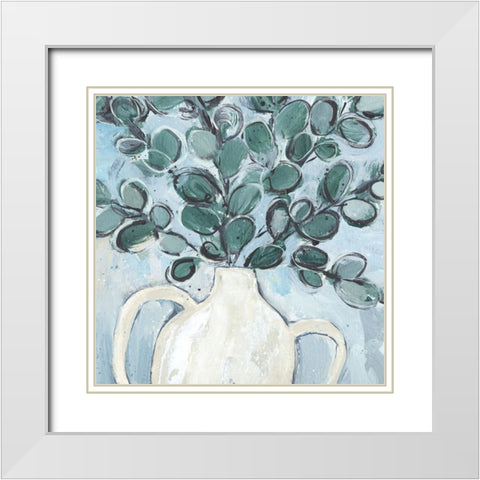 Porcelain Sprig II White Modern Wood Framed Art Print with Double Matting by Warren, Annie