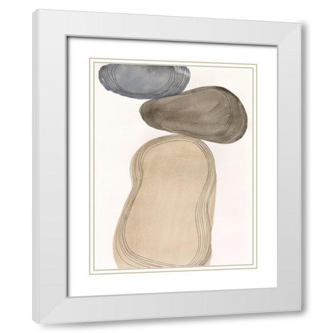 River Rocks Contour I White Modern Wood Framed Art Print with Double Matting by Marr, Laura