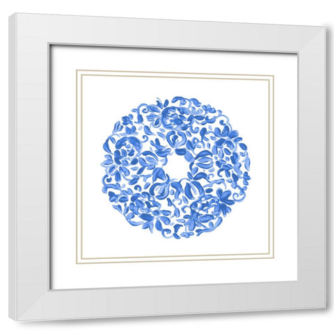 Porcelain Medallion III White Modern Wood Framed Art Print with Double Matting by Vess, June Erica