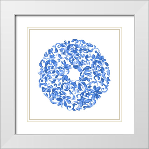Porcelain Medallion III White Modern Wood Framed Art Print with Double Matting by Vess, June Erica