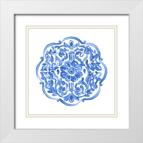 Porcelain Medallion IV White Modern Wood Framed Art Print with Double Matting by Vess, June Erica
