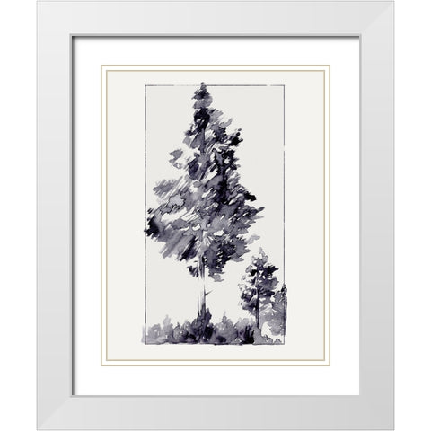 Inky Evergreen I White Modern Wood Framed Art Print with Double Matting by Green, Jacob