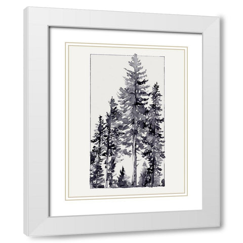 Inky Evergreen II White Modern Wood Framed Art Print with Double Matting by Green, Jacob