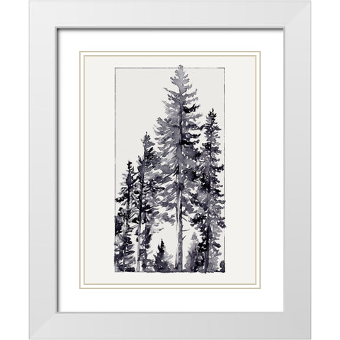 Inky Evergreen II White Modern Wood Framed Art Print with Double Matting by Green, Jacob