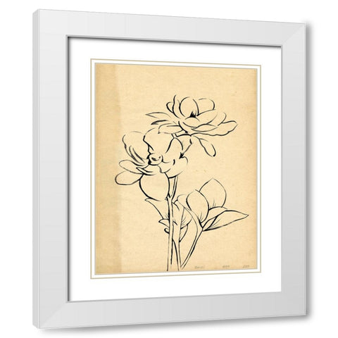 Magnolia Sketch II White Modern Wood Framed Art Print with Double Matting by Green, Jacob