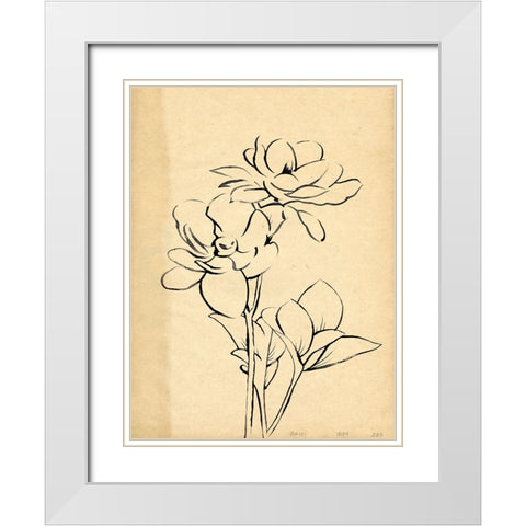 Magnolia Sketch II White Modern Wood Framed Art Print with Double Matting by Green, Jacob