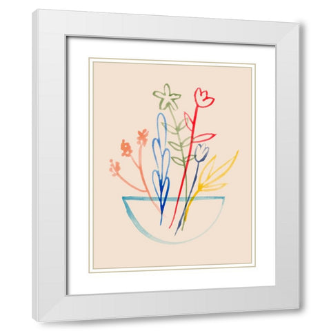 Fun Bunch II White Modern Wood Framed Art Print with Double Matting by Green, Jacob