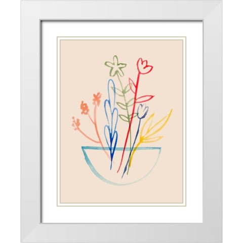 Fun Bunch II White Modern Wood Framed Art Print with Double Matting by Green, Jacob