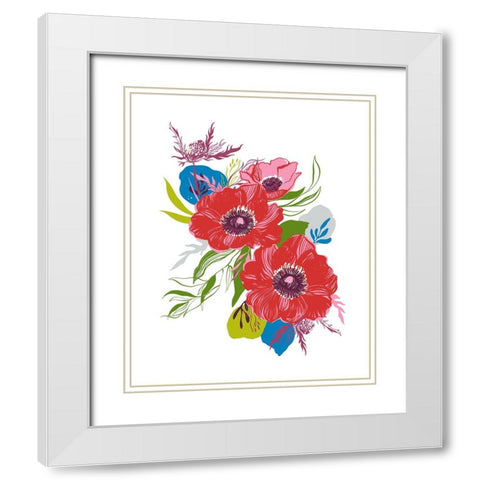 Brilliant Poppies II White Modern Wood Framed Art Print with Double Matting by Marr, Laura
