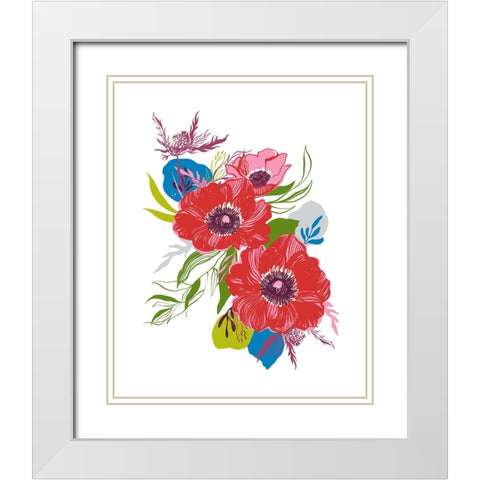 Brilliant Poppies II White Modern Wood Framed Art Print with Double Matting by Marr, Laura