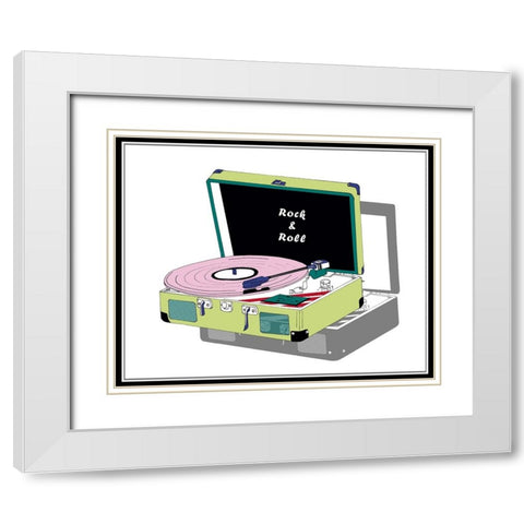 Record Shop II White Modern Wood Framed Art Print with Double Matting by Wang, Melissa