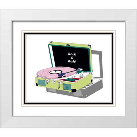 Record Shop II White Modern Wood Framed Art Print with Double Matting by Wang, Melissa