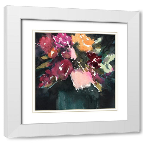 Bouquet Noir I White Modern Wood Framed Art Print with Double Matting by Warren, Annie