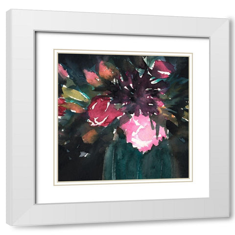 Bouquet Noir II White Modern Wood Framed Art Print with Double Matting by Warren, Annie