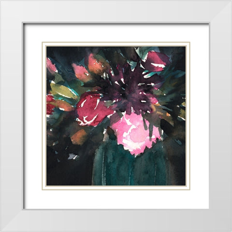 Bouquet Noir II White Modern Wood Framed Art Print with Double Matting by Warren, Annie