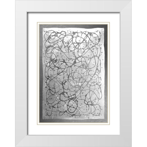 Graffiti in Silver  I White Modern Wood Framed Art Print with Double Matting by Lam, Vanna