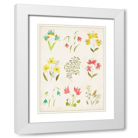 Floral Gatherings Grid White Modern Wood Framed Art Print with Double Matting by Legner, Gayle Martin