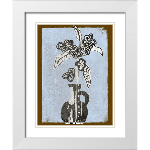 Graphic Flowers in Vase I White Modern Wood Framed Art Print with Double Matting by Wang, Melissa