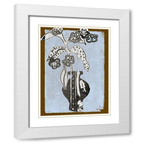 Graphic Flowers in Vase II White Modern Wood Framed Art Print with Double Matting by Wang, Melissa