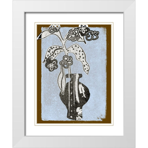 Graphic Flowers in Vase II White Modern Wood Framed Art Print with Double Matting by Wang, Melissa