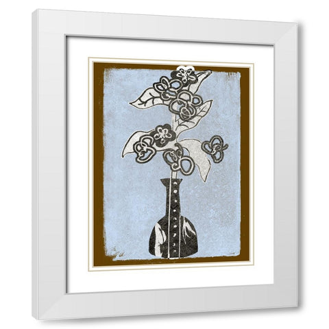 Graphic Flowers in Vase III White Modern Wood Framed Art Print with Double Matting by Wang, Melissa