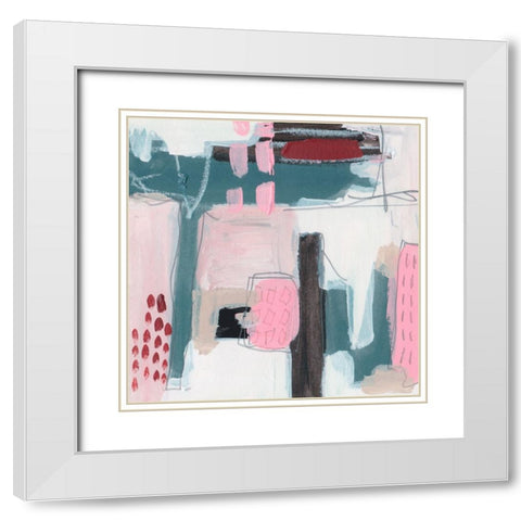Pink Fantasia I White Modern Wood Framed Art Print with Double Matting by Wang, Melissa