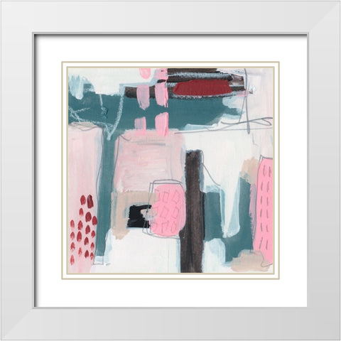 Pink Fantasia I White Modern Wood Framed Art Print with Double Matting by Wang, Melissa