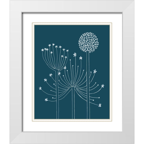 Graphic Alliums II White Modern Wood Framed Art Print with Double Matting by Longley, Alicia