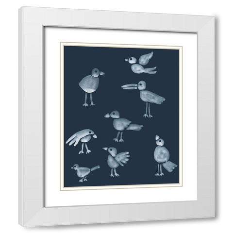 Flock I White Modern Wood Framed Art Print with Double Matting by Longley, Alicia
