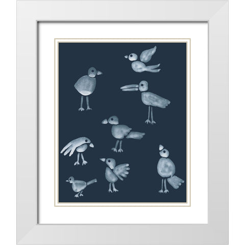 Flock I White Modern Wood Framed Art Print with Double Matting by Longley, Alicia
