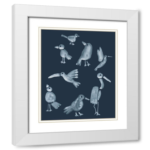 Flock II White Modern Wood Framed Art Print with Double Matting by Longley, Alicia