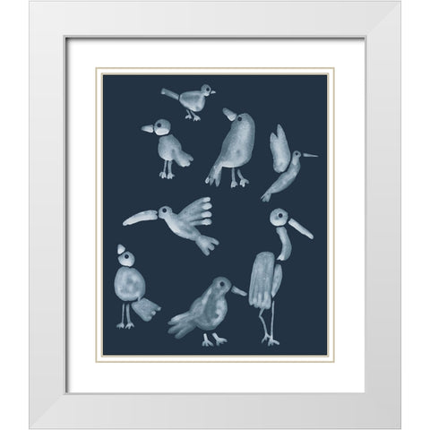 Flock II White Modern Wood Framed Art Print with Double Matting by Longley, Alicia