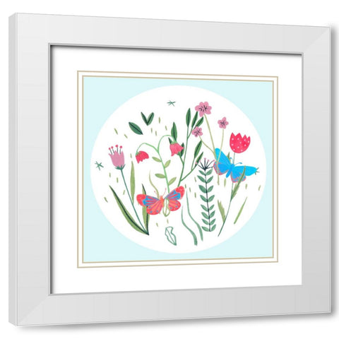 Butterfly Season I White Modern Wood Framed Art Print with Double Matting by Wang, Melissa