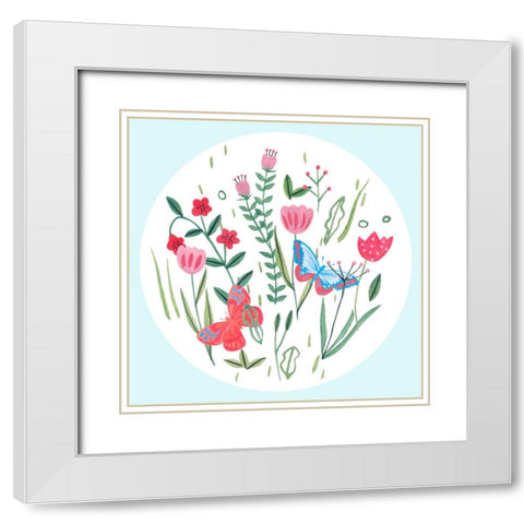Butterfly Season VI White Modern Wood Framed Art Print with Double Matting by Wang, Melissa