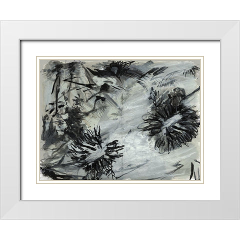 Black And White Chinois I White Modern Wood Framed Art Print with Double Matting by Cartissi