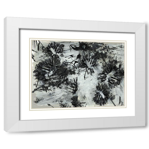 Black And White Chinois II White Modern Wood Framed Art Print with Double Matting by Cartissi
