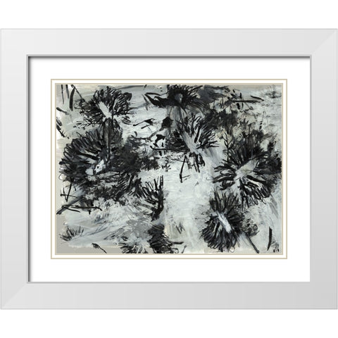 Black And White Chinois II White Modern Wood Framed Art Print with Double Matting by Cartissi