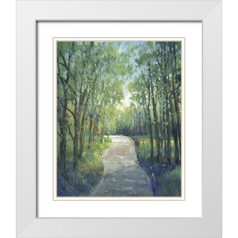 Golden Light Pathways I White Modern Wood Framed Art Print with Double Matting by OToole, Tim