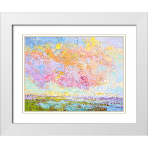 On a Summers Eve White Modern Wood Framed Art Print with Double Matting by Fagan, Dorothy