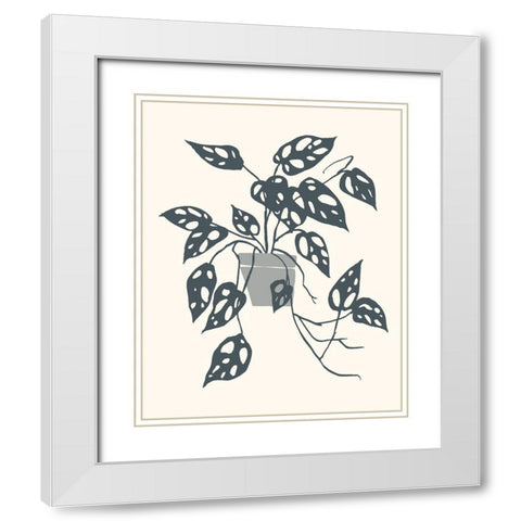 Growing Leaves I White Modern Wood Framed Art Print with Double Matting by Wang, Melissa