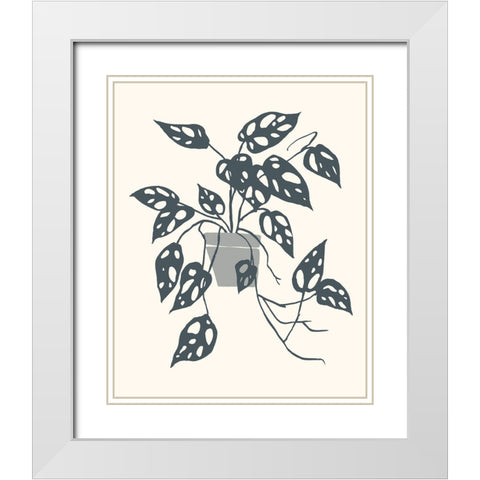 Growing Leaves I White Modern Wood Framed Art Print with Double Matting by Wang, Melissa