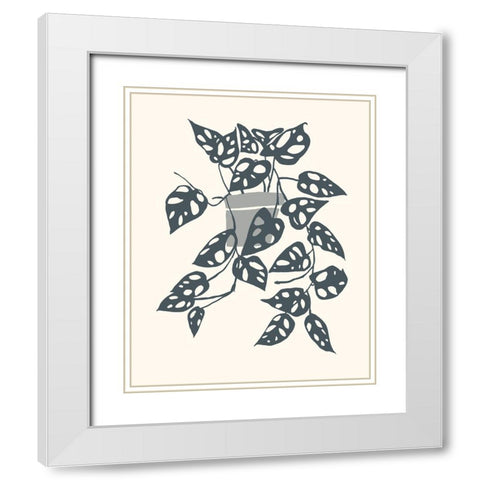Growing Leaves II White Modern Wood Framed Art Print with Double Matting by Wang, Melissa