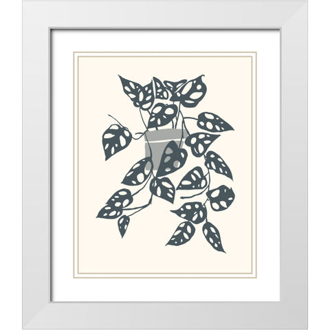 Growing Leaves II White Modern Wood Framed Art Print with Double Matting by Wang, Melissa