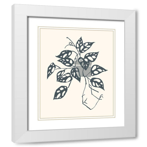 Growing Leaves III White Modern Wood Framed Art Print with Double Matting by Wang, Melissa