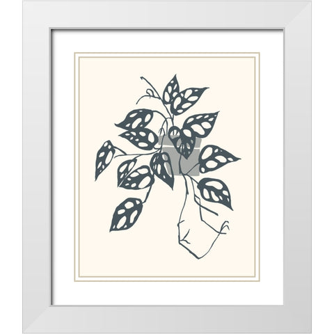 Growing Leaves III White Modern Wood Framed Art Print with Double Matting by Wang, Melissa
