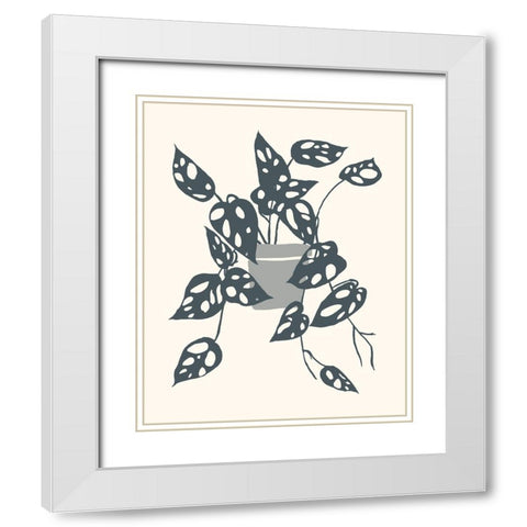 Growing Leaves IV White Modern Wood Framed Art Print with Double Matting by Wang, Melissa
